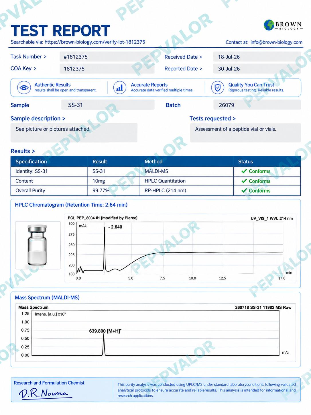 SS-31 10mg | Research Peptide